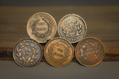 Lot of Five Canadian Bouquet Un Sou Tokens - Bouquet Un Sou Canadian Tokens Lot of 5