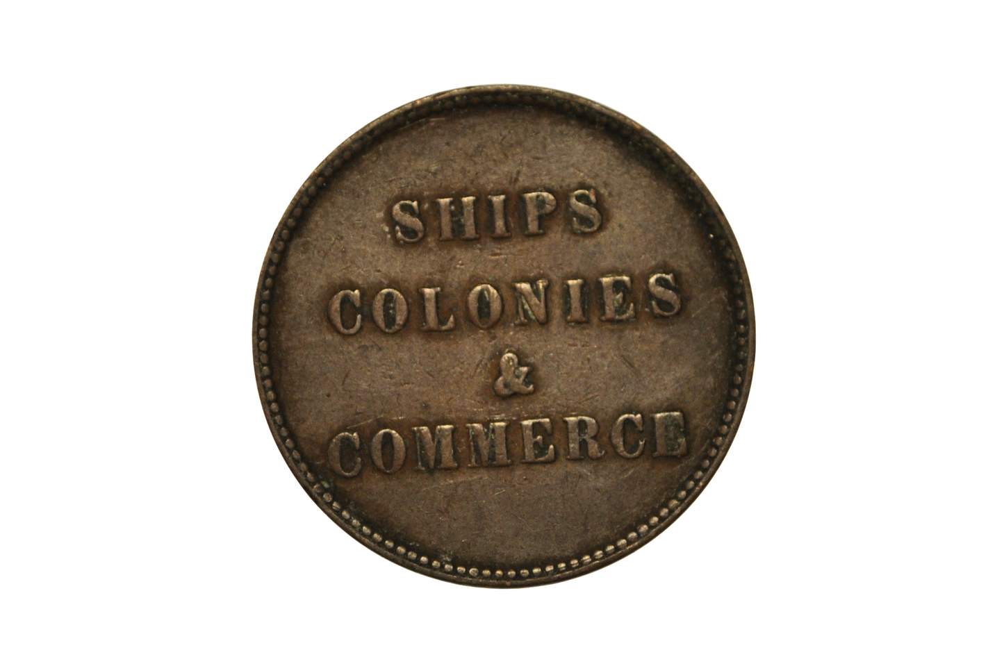 PE-10-34, 1835 Prince Edward Island 1/2 Penny Token Ships Colonies and Commerce - PE-10-34 1/2 Penny Token Ships Colonies and Commerce