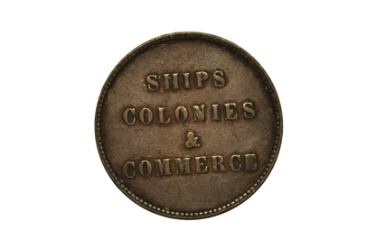 PE-10-34, 1835 Prince Edward Island 1/2 Penny Token Ships Colonies and Commerce - PE-10-34 1/2 Penny Token Ships Colonies and Commerce