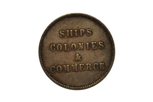 PE-10-34, 1835 Prince Edward Island 1/2 Penny Token Ships Colonies and Commerce - PE-10-34 1/2 Penny Token Ships Colonies and Commerce