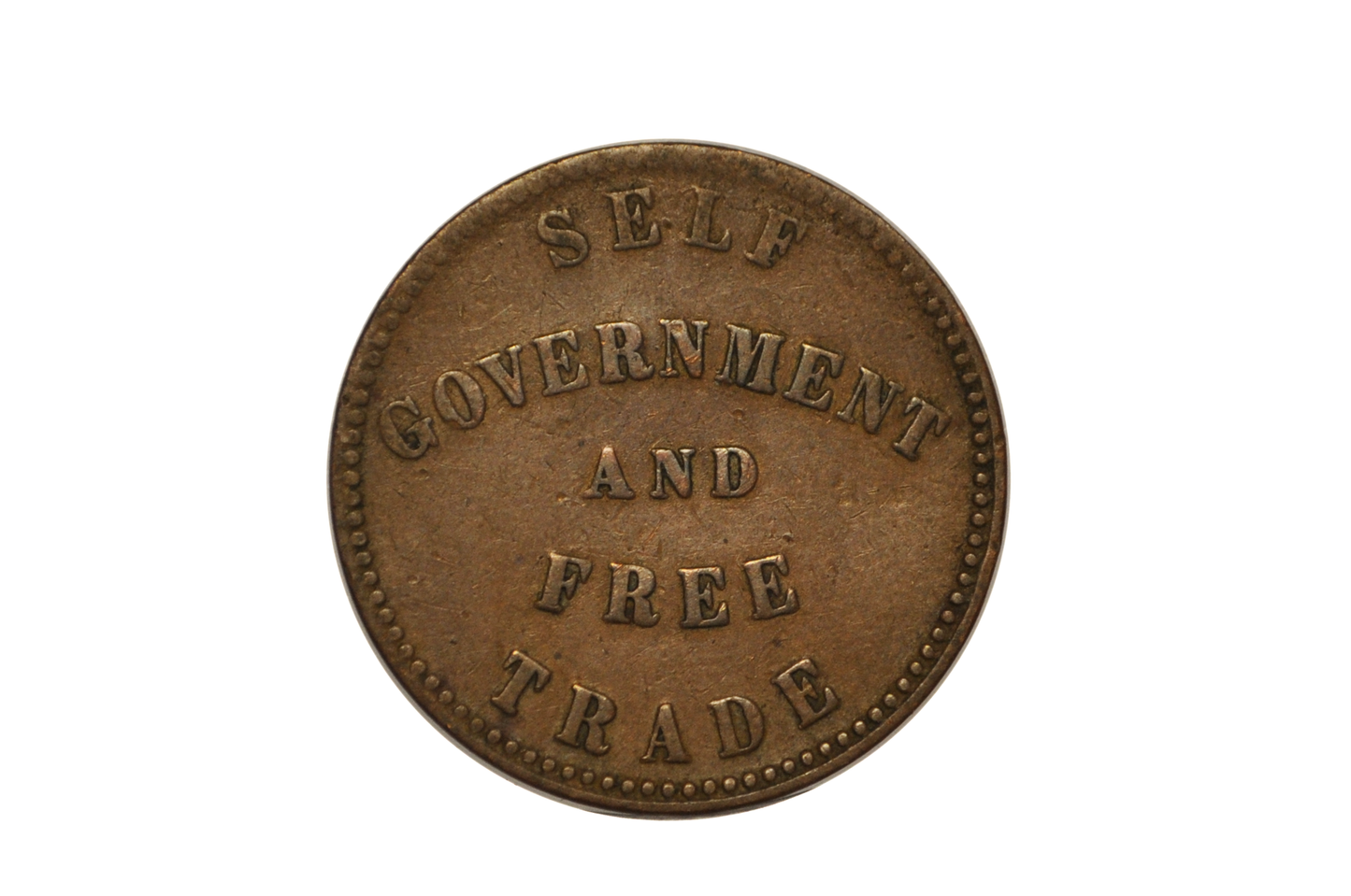 1857 Canada Prince Edward Island Trade Token Fine Condition - Self Government and Free Trade George Davies 1/2 Penny