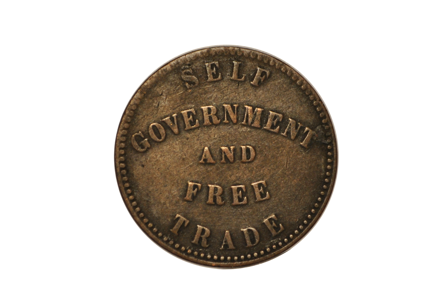 1857 Canada Prince Edward Island Trade Token Good Condition - Self Government and Free Trade George Davies 1/2 Penny (Copy)