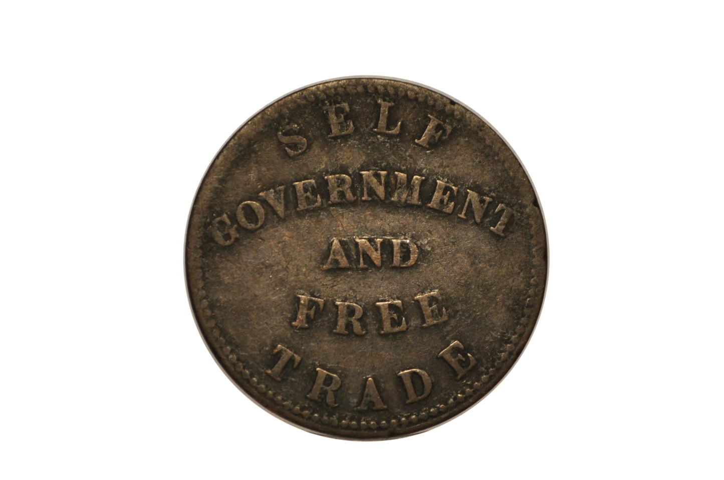 1855 Canada Prince Edward Island Trade Token Good Condition - Self Government and Free Trade George Davies 1/2 Penny 1855