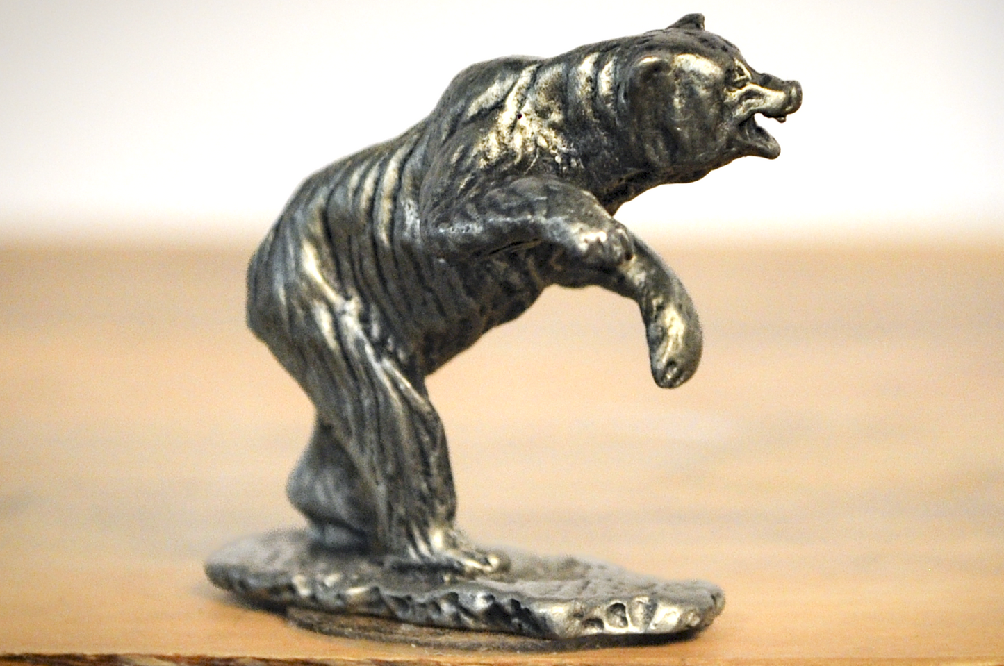 Vintage Miniature Pewter Bear Figurine Detailed Grizzly Sculpture - Antique Walking Bear Statue Small Metal Wildlife Animal Décor