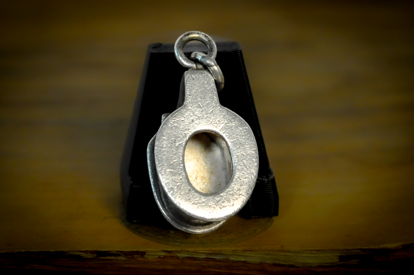 Cute Little Toilet Seat Charm Sterling Silver - Novelty Toilet Charm Necklace, Miniature Bathroom