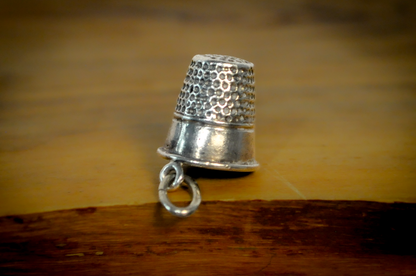 Vintage Sterling Silver Thimble Pendant - Sterling Silver Thimble Charm Pendant, Miniature Sewing Jewelry Gift