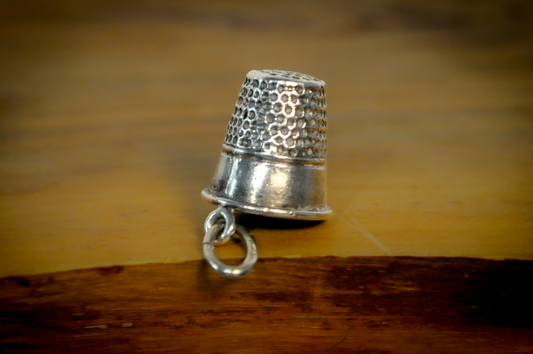 Vintage Sterling Silver Thimble Pendant - Sterling Silver Thimble Charm Pendant, Miniature Sewing Jewelry Gift