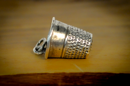 Vintage Sterling Silver Thimble Pendant - Sterling Silver Thimble Charm Pendant, Miniature Sewing Jewelry Gift