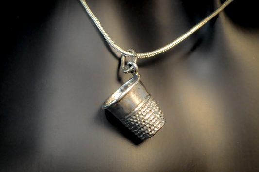 Vintage Sterling Silver Thimble Pendant - Sterling Silver Thimble Charm Pendant, Miniature Sewing Jewelry Gift