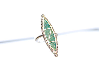 Native Sterling Silver Ring with Sky‑blue Turquoise Inlay, Size 5.5 - Native Handcrafted Sterling Ring Sky‑blue and Green‑hued Turquoise Inlay