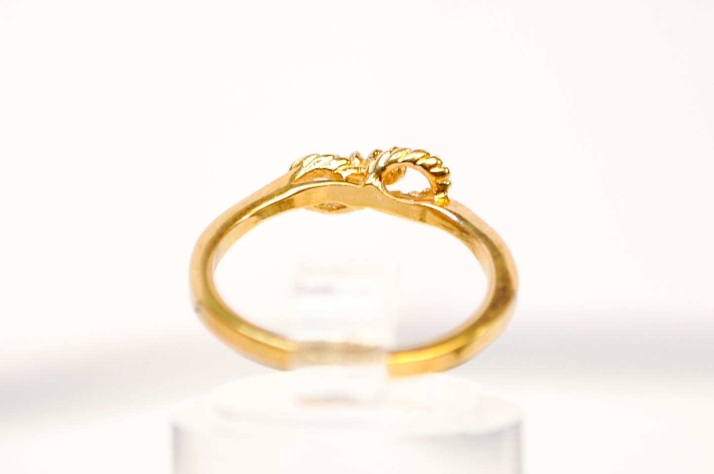 Size 5 Gold Electroplated Dainty Infinity Ring Green Stone Accents - Vintage Infinity Design Ring with Green Accent Stones Sz 5
