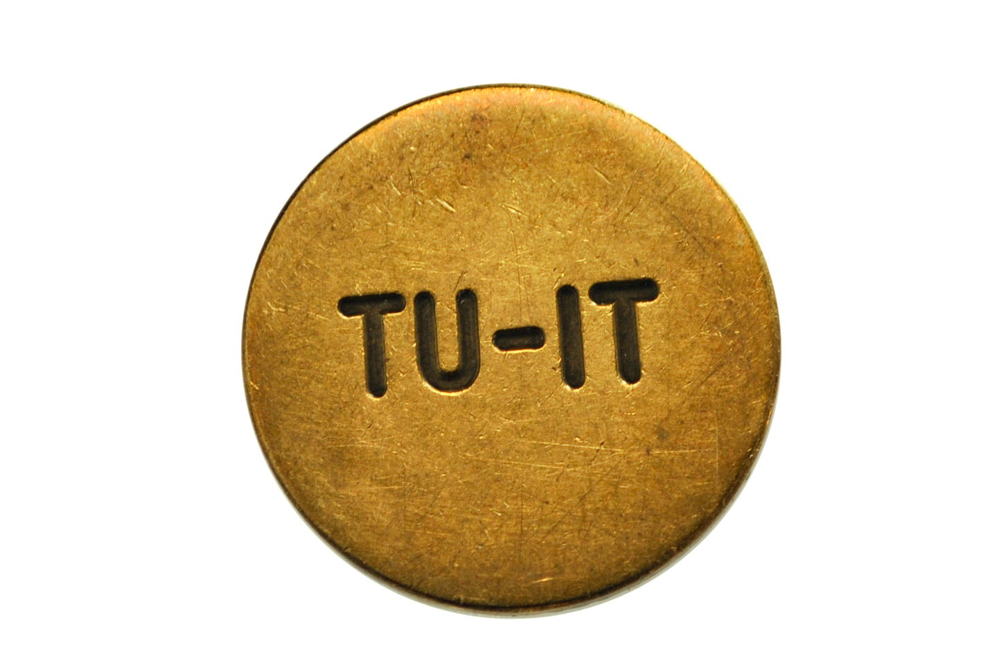 Vintage "TU-IT Mike's" Brass Token - Two-Sided "Mike's" Round Tuit Brass Pocket Token