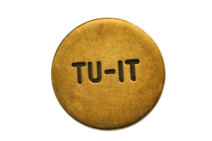 Vintage "TU-IT Mike's" Brass Token - Two-Sided "Mike's" Round Tuit Brass Pocket Token