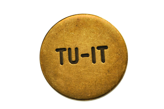 Vintage "TU-IT Mike's" Brass Token - Two-Sided "Mike's" Round Tuit Brass Pocket Token