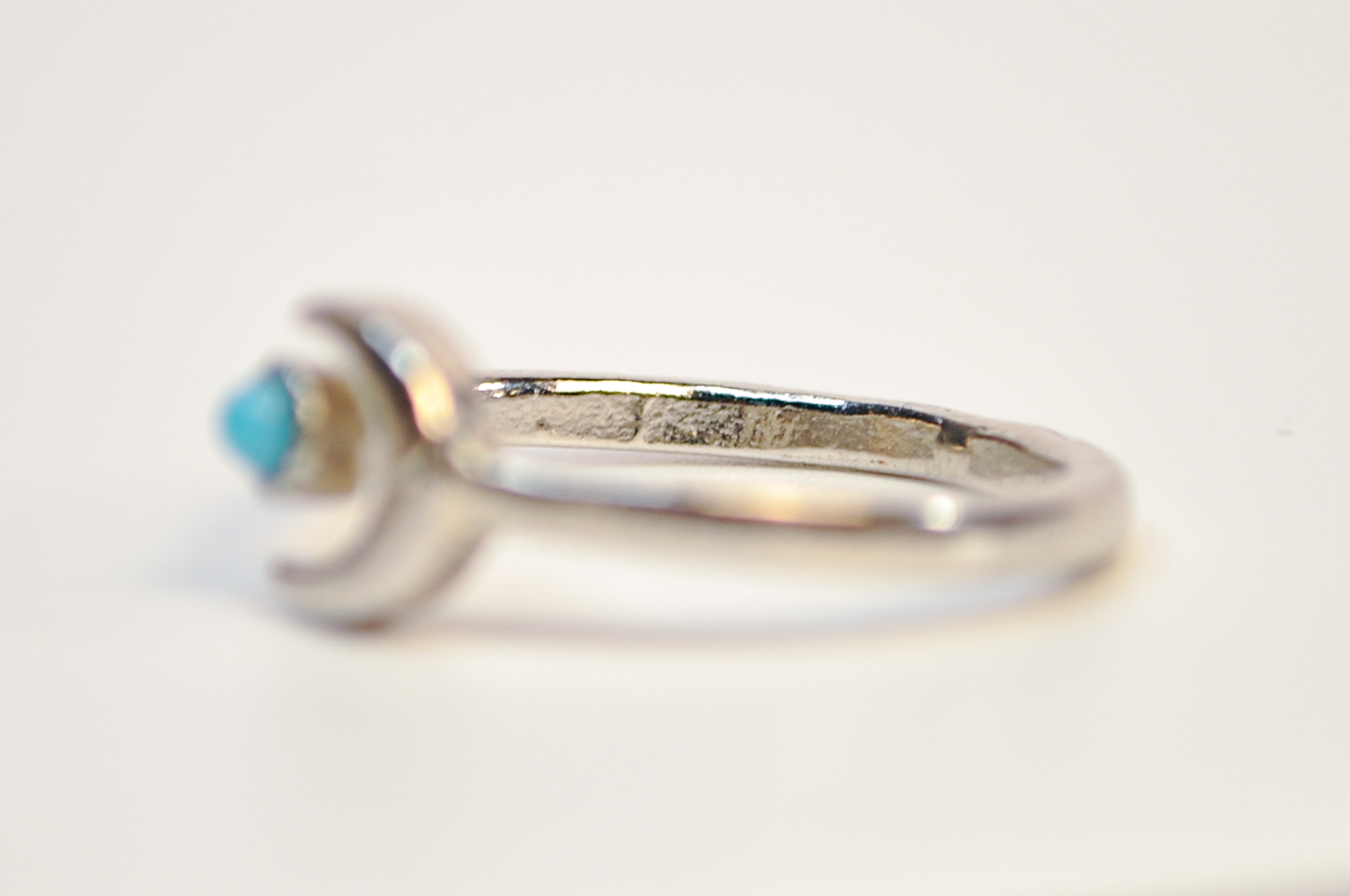 Sterling Silver Robin‑egg Turquoise Crescent Moon Ring Size 7 - Size 7 Robin Egg Turquoise Moonstone‑Style Sterling Ring