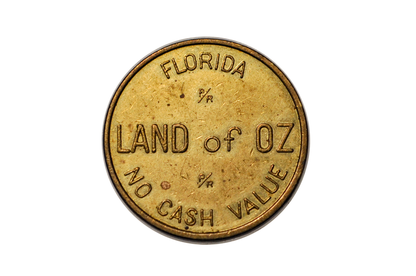 Vintage Land Of Oz California Florida Brass Token Arcade - Land Of Oz California Florida No Cash Value Token Amusement