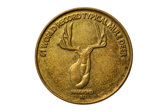 Cabela's Hunting, Fishing, and Outdoor Gear Advertisement Token - 1961 Cabela's #1 World Record Typical Mule Deer Token
