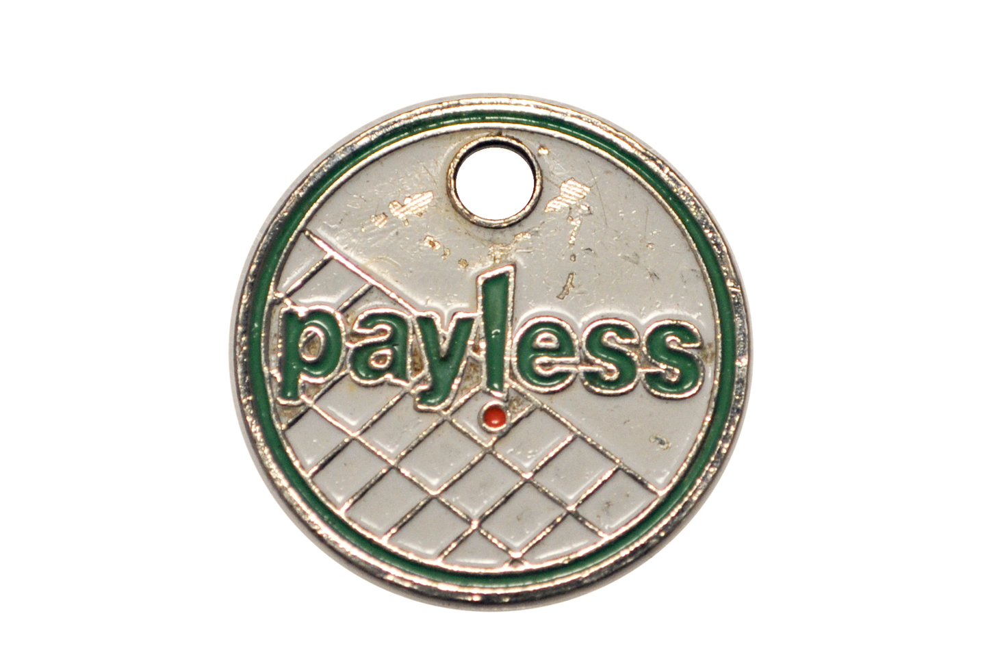 Vintage Payless Shoes Shopping Cart Token - Payless Shoes Green/White Logo Token