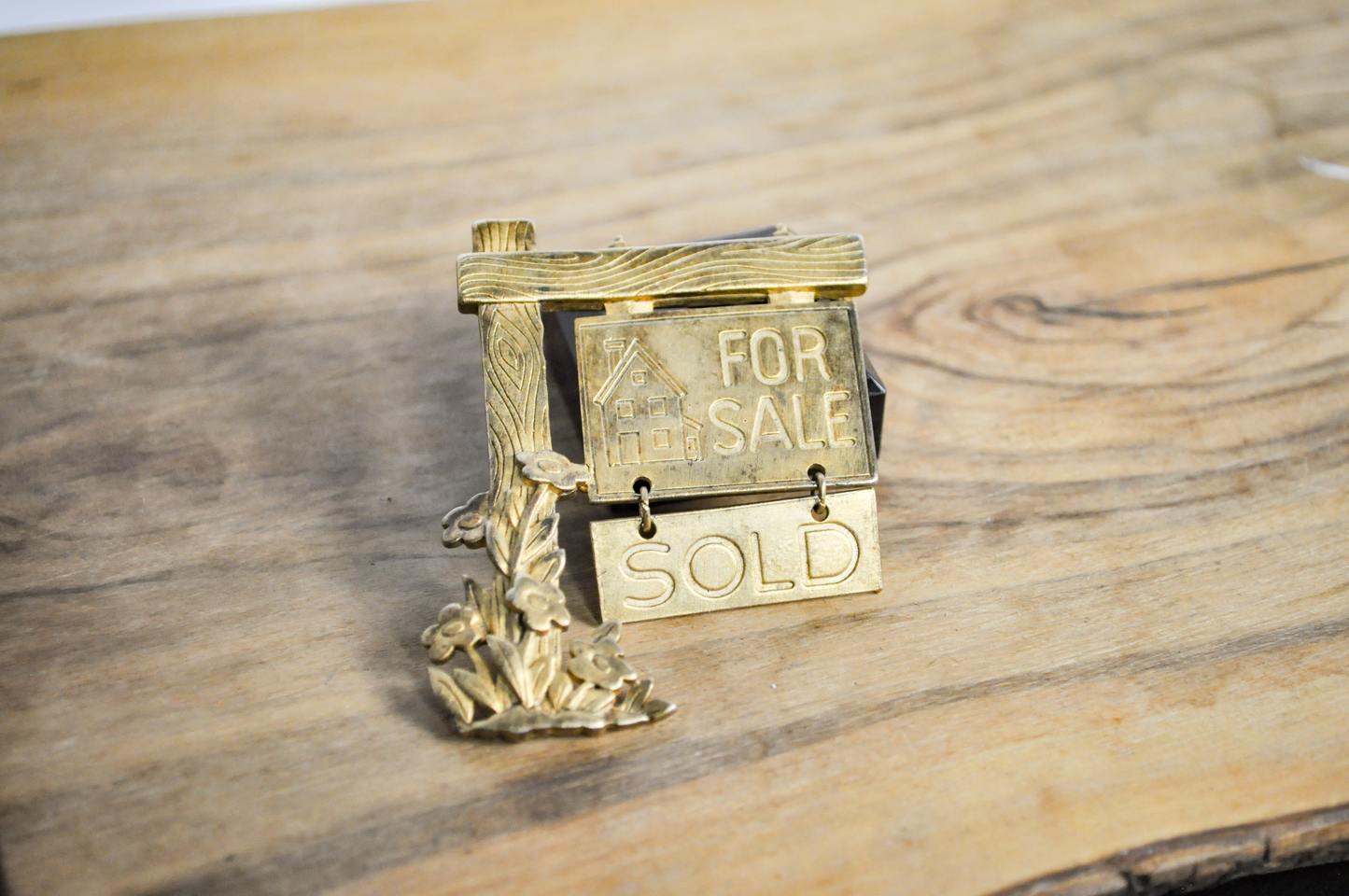 JJ Jonette Vintage Articulated "For Sale" & "Sold" Brooch - Vintage Articulated JJ Jonette Realtor Sold Sign Pin
