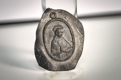 Antique Religious Medal Virgin Mary Pendant Rare Casting Error - Rare Uncut Religious Pendant Manufacturing Error Item