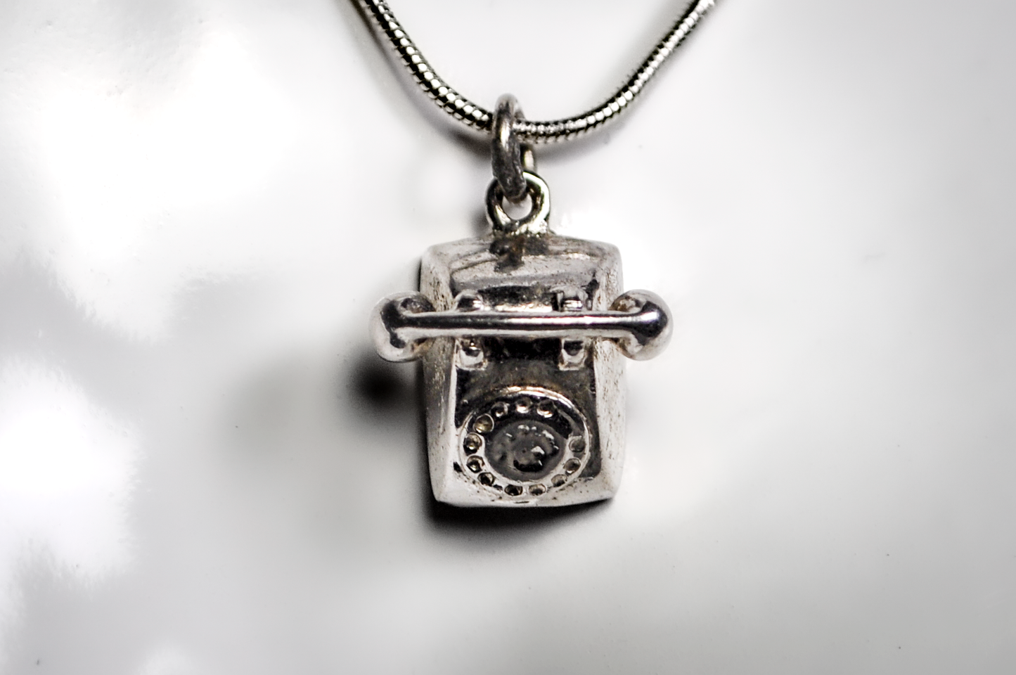 Vintage Sterling Rotary Phone 3-Dimensional Charm - Old Fashioned Telephone Sterling Charm