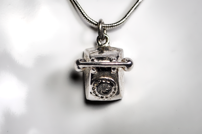 Vintage Sterling Rotary Phone 3-Dimensional Charm - Old Fashioned Telephone Sterling Charm