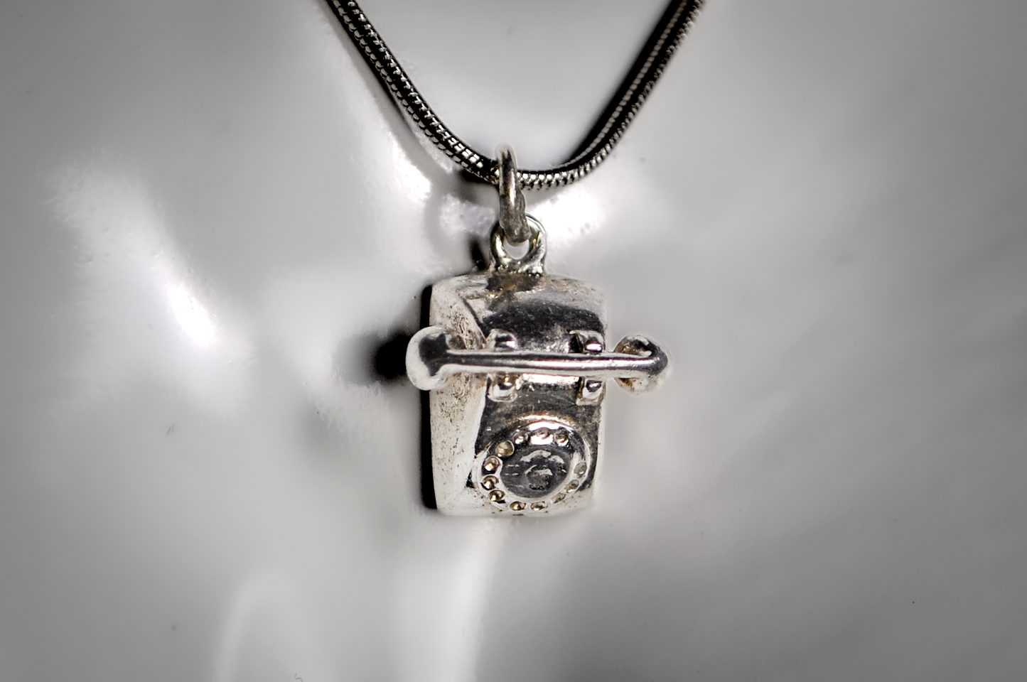 Vintage Sterling Rotary Phone 3-Dimensional Charm - Old Fashioned Telephone Sterling Charm
