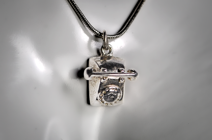 Vintage Sterling Rotary Phone 3-Dimensional Charm - Old Fashioned Telephone Sterling Charm