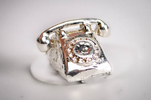 Vintage Sterling Rotary Phone 3-Dimensional Charm - Old Fashioned Telephone Sterling Charm