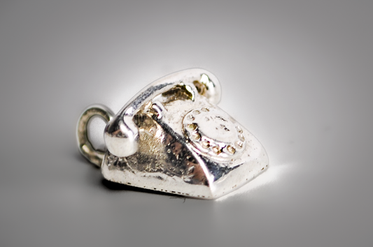 Vintage Sterling Rotary Phone 3-Dimensional Charm - Old Fashioned Telephone Sterling Charm