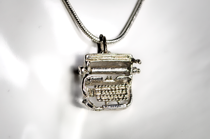 Vintage Sterling Silver Typewriter Charm - Sterling Silver Retro Typewriter Pendant