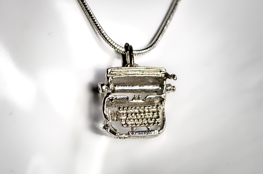 Vintage Sterling Silver Typewriter Charm - Sterling Silver Retro Typewriter Pendant