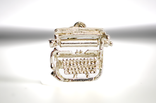 Vintage Sterling Silver Typewriter Charm - Sterling Silver Retro Typewriter Pendant