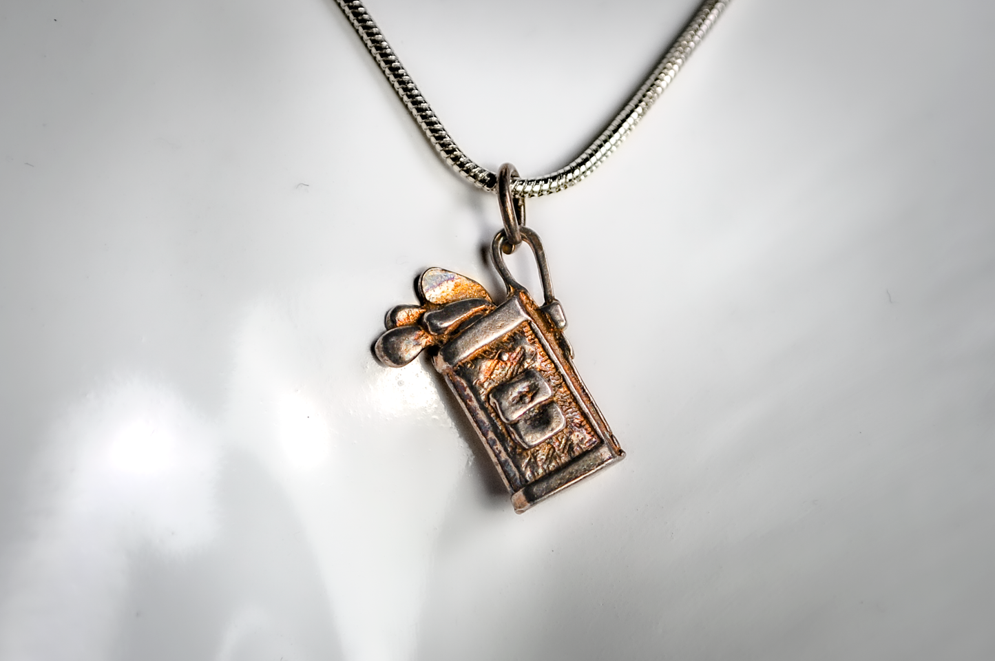 Vintage Sterling Silver Golf Bag Golfing Charm - Sterling Golf Bag Full of Clubs Golfing Jewelry