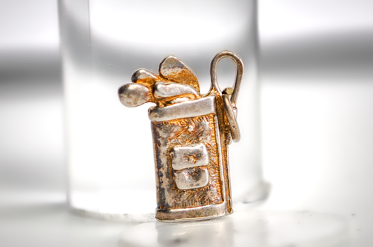Vintage Sterling Silver Golf Bag Golfing Charm - Sterling Golf Bag Full of Clubs Golfing Jewelry