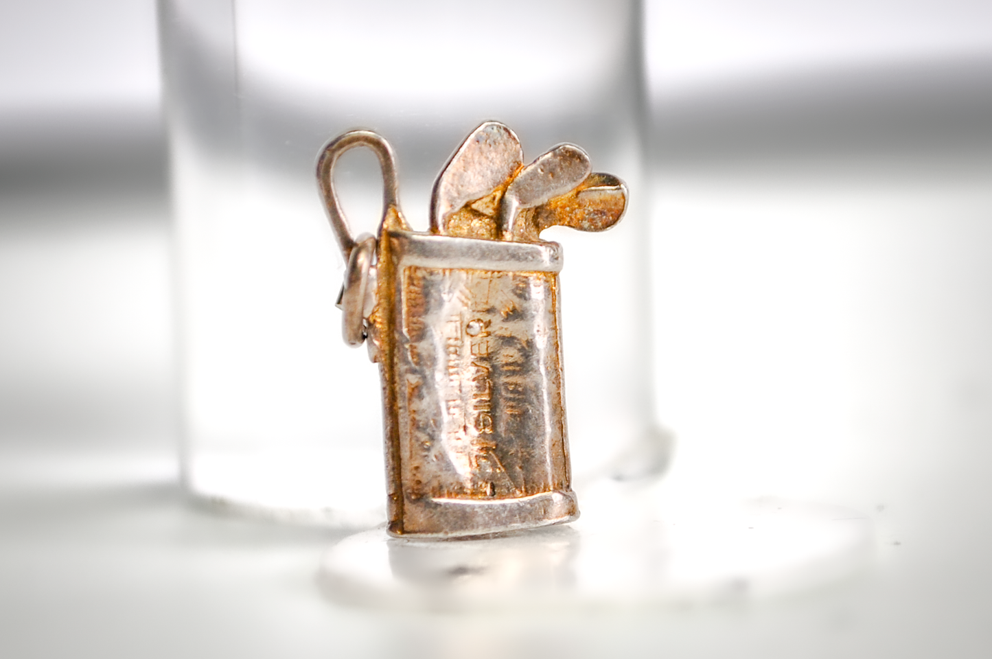 Vintage Sterling Silver Golf Bag Golfing Charm - Sterling Golf Bag Full of Clubs Golfing Jewelry