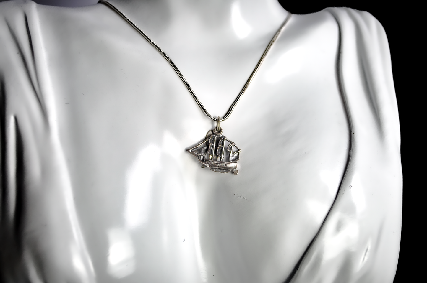 St. Lawrence Seaway, New York Sterling Silver Ship Charm - Vintage Sterling Silver Nautical St. Lawrence Seaway, Ship Charm