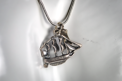 St. Lawrence Seaway, New York Sterling Silver Ship Charm - Vintage Sterling Silver Nautical St. Lawrence Seaway, Ship Charm