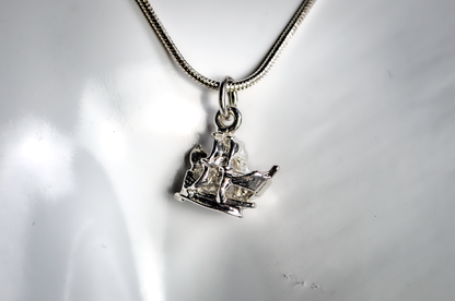 3D Sterling Silver Sailing Ship Charm - Vintage Sterling Silver Nautical Ship Charm