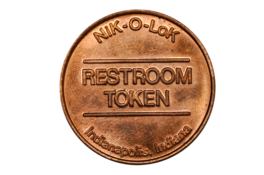 Nik-O-Lok Copper Restroom Token Indianapolis, Indiana - Copper Restroom Token From Nik-O-Lok Indianapolis
