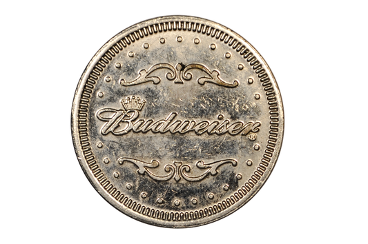 Budweiser Tommy's Grand Stand Baseball/Beer Amusement Token - Vintage Amusement Token Budweiser Tommy's Grand Stand