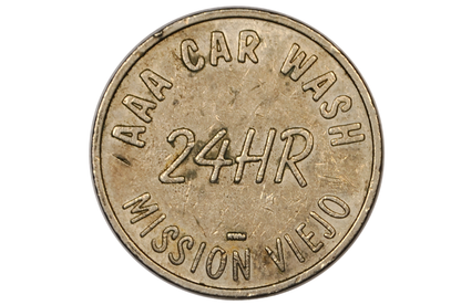AAA 24 Hour Vintage Car Wash Silver-Toned Token - Triple-A Vintage Car Wash Token Open Twenty Four Hours
