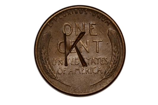 Letter K Stamped 1955 Lincoln Wheat Cent - Vintage 1955 Penny with Countermarked Letter K