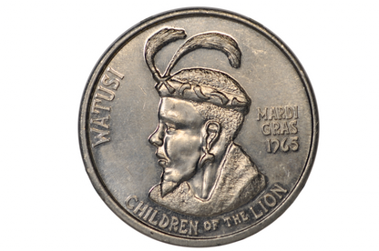 Aluminum 1965 Zulu Mardi Gras Doubloon - Mardi Gras Aluminum Watusi / Children of the Lion Doubloon