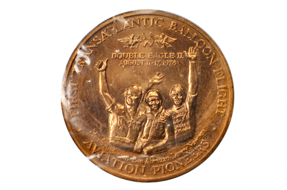 Double Eagle II First Transatlantic Balloon Flight Commemorative Bronze Token - First Transatlantic Balloonists Aviation Pioneers Medal