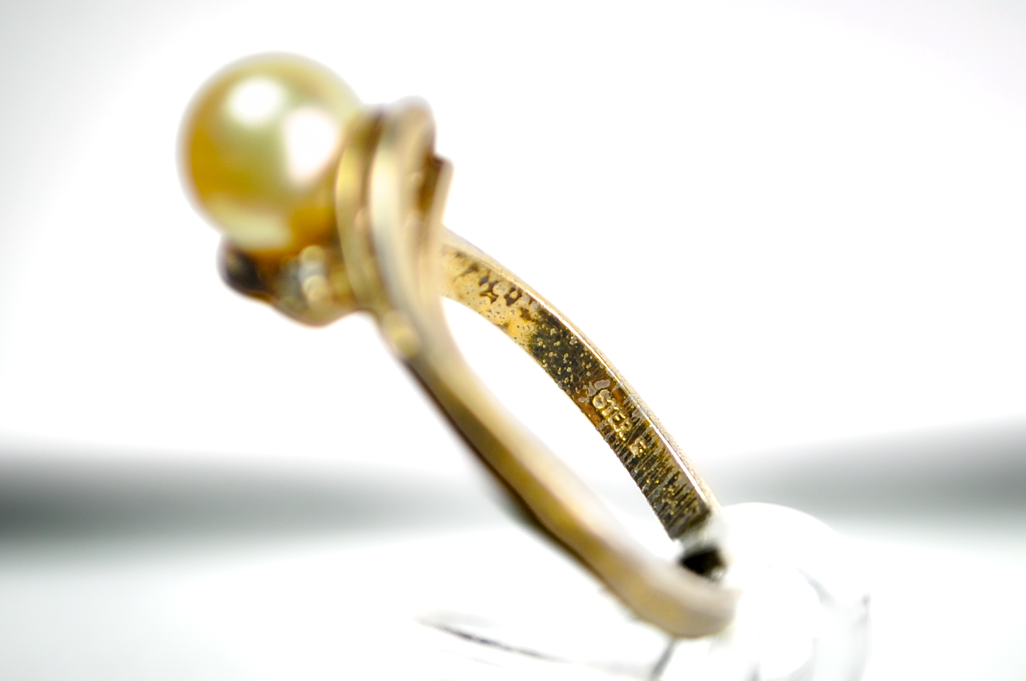 Vintage Sterling Silver Gold Plated Pearl Ring Size 6.5 - Mid-Century Sterling Silver Pearl Bypass Ring Size 6.5