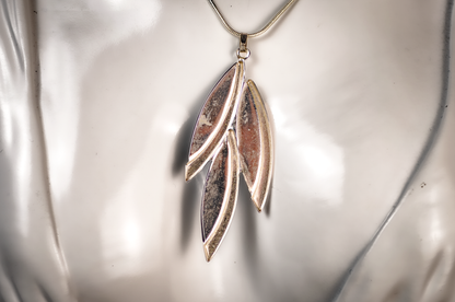 Natural Paua Abalone Shell Triple Leaf Pendant - Abalone Three-Leaf Statement Pendant