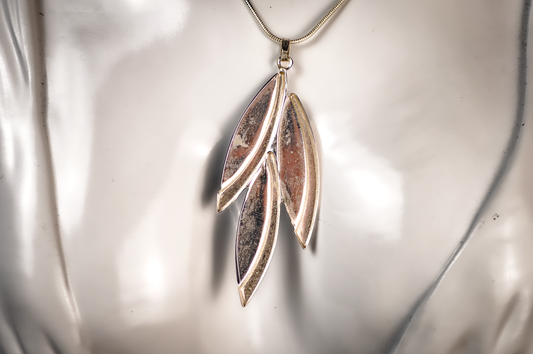 Natural Paua Abalone Shell Triple Leaf Pendant - Abalone Three-Leaf Statement Pendant