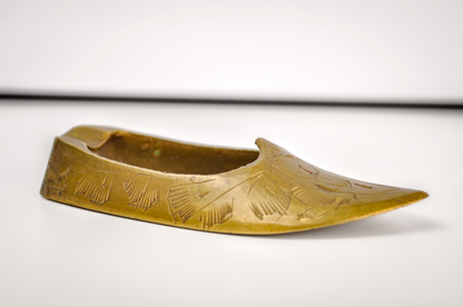 Hand Engraved Solid Brass Shoe Catch All Made In India - Antique Brass Slipper Ashtray Miniature