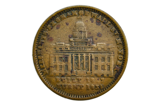 1837 New York Merchants Exchange Hard Times Token (HT-293) - Merchants Exchange Wall St. N. York Hard Times Token